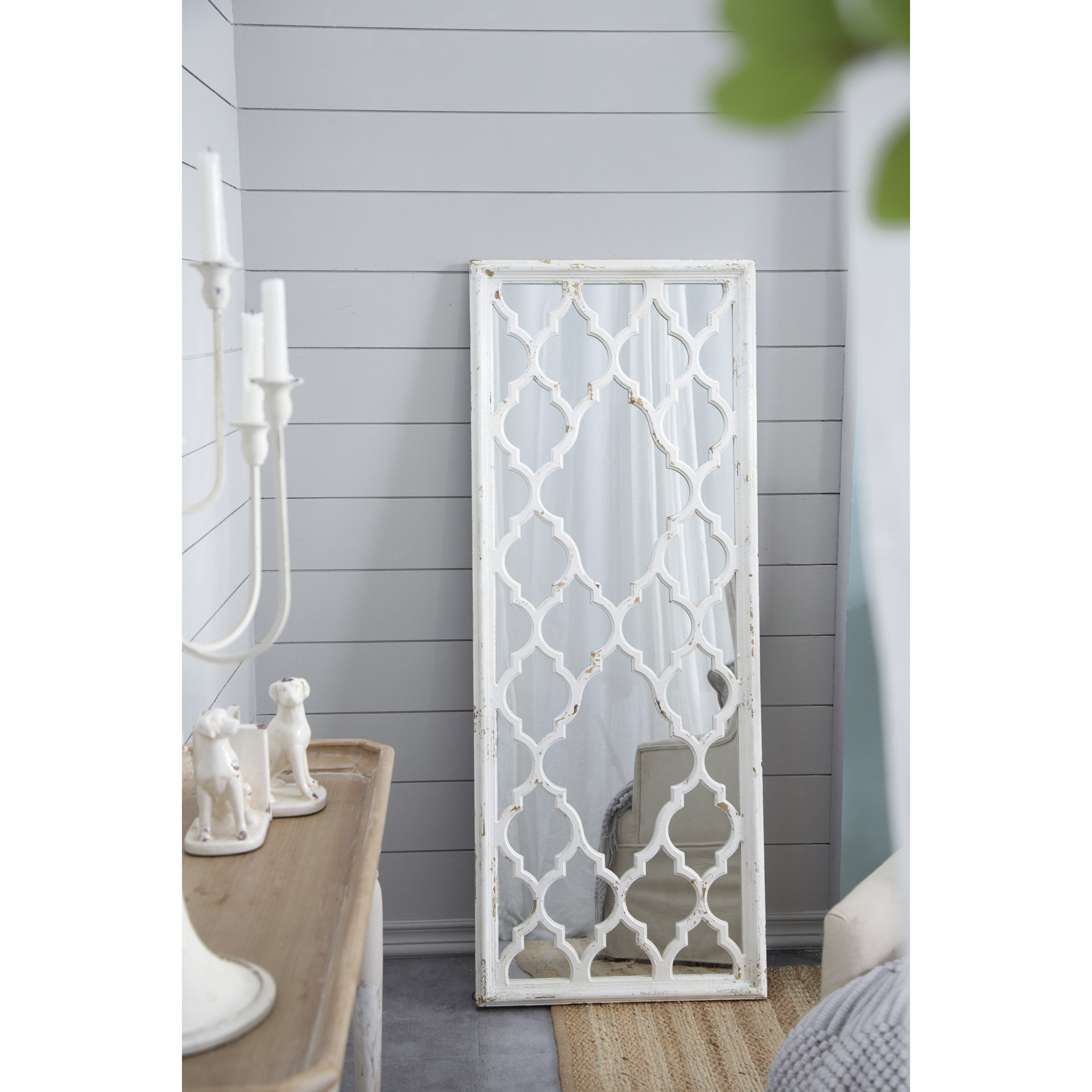 Ophelia & Co. Distressed White Floor Mirror, Full Body Mirror for ...