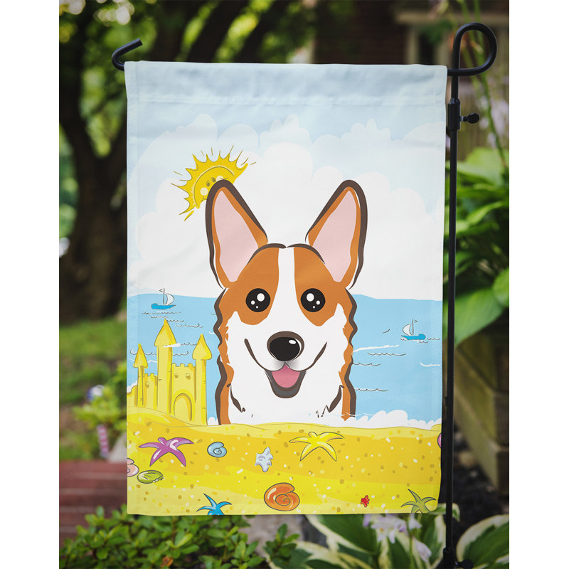 Drapeau de jardin à 2 côtés summer beach, Corgi (rouge)