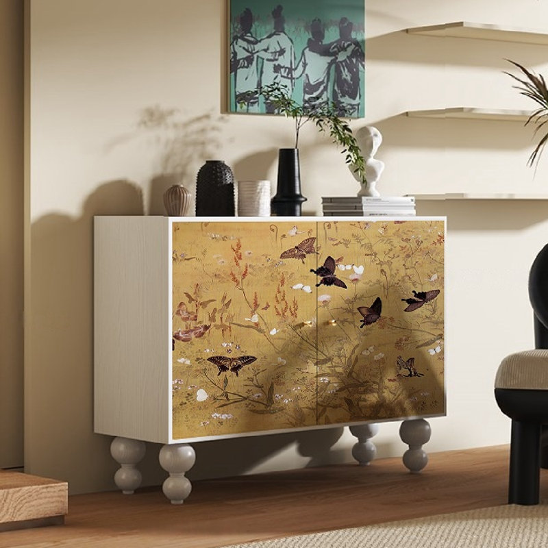 Armoire décorative à double porte et console de rangement, Blanc