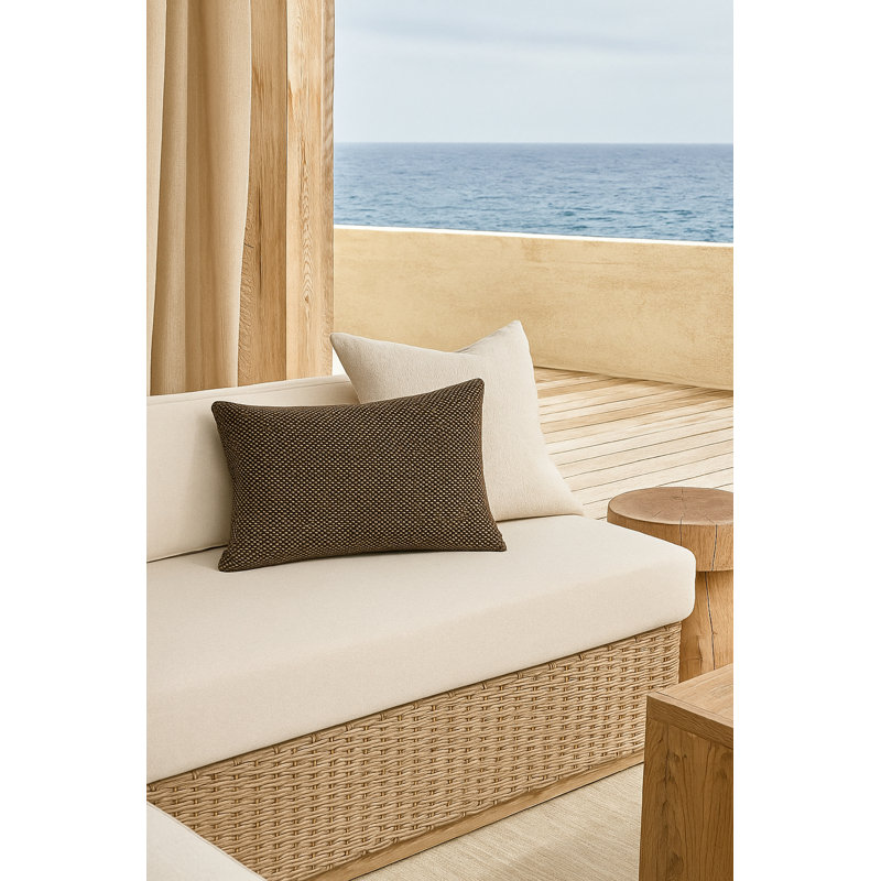 Outdoor Living Pillow Cover, Black, Rectangle 14"H x 20"W, Polyester