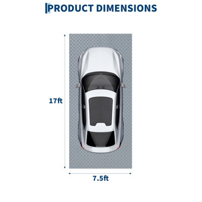 Oversized 7.5 x 17 ft Heavy-Duty Garage Floor Mat – Thick PVC Rubber Protection for SUVs, Trucks & RVs, Easy-Clean Oil & Water Resistant Surface, Non-Slip, Trim-to-Fit Indoor Use
