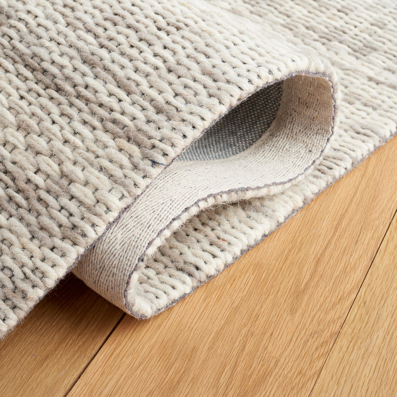 Tapis gris / beige en laine tissé à la main Aon, Tapis de couloir 2 pi 3 po x 8 pi