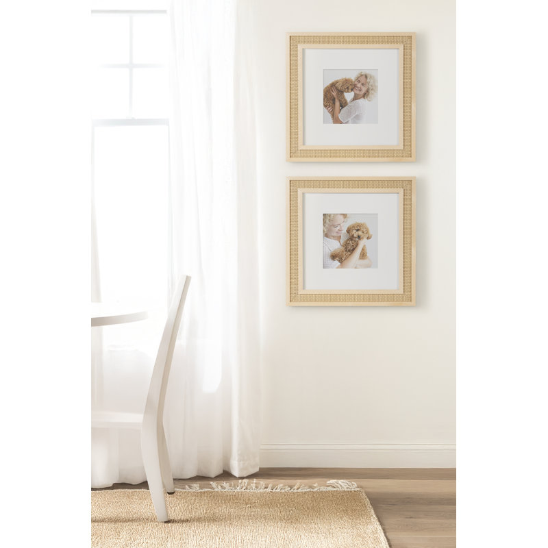 Corah Two-Piece Faux Rattan Picture Frame Set, 8" x 8"