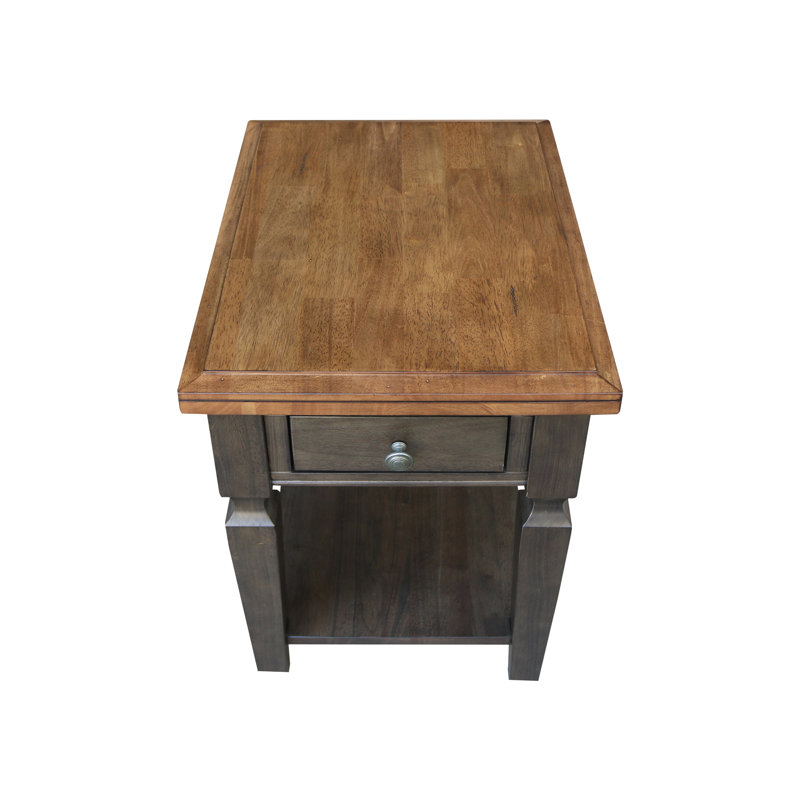 Briseno Solid Wood End Table with Storage, Hickory/Washed Coal
