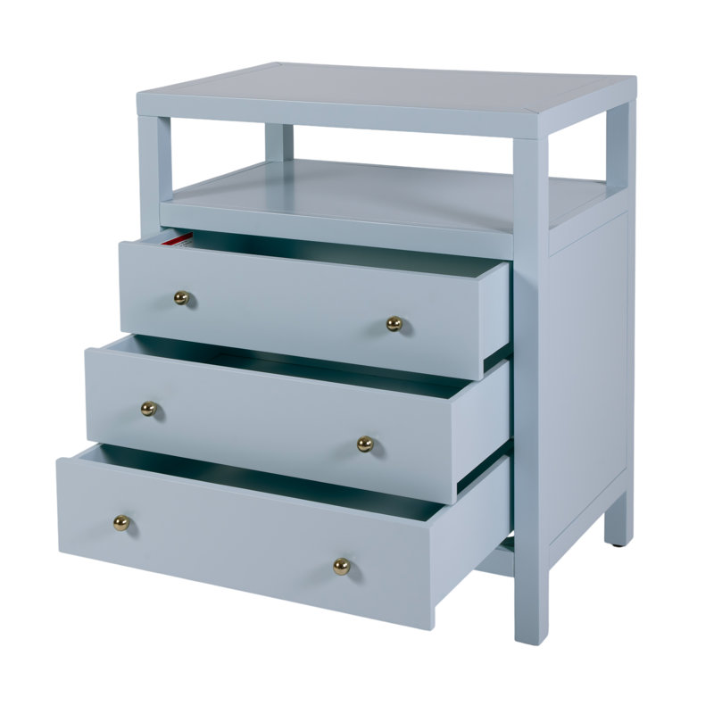 Table de chevet 3 tiroirs Celine 27 po, Bleu clair