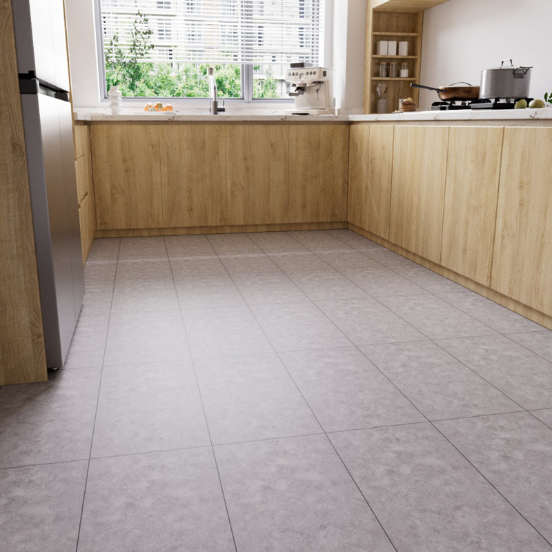  30x60 cm Set of 28 Stone-effect Self-adhesive PVC Flooring, Medium Grey