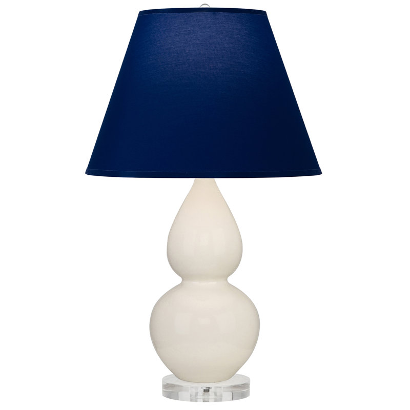 Petite lampe d'appoint à double gourde, Bleu marine/gris, Os
