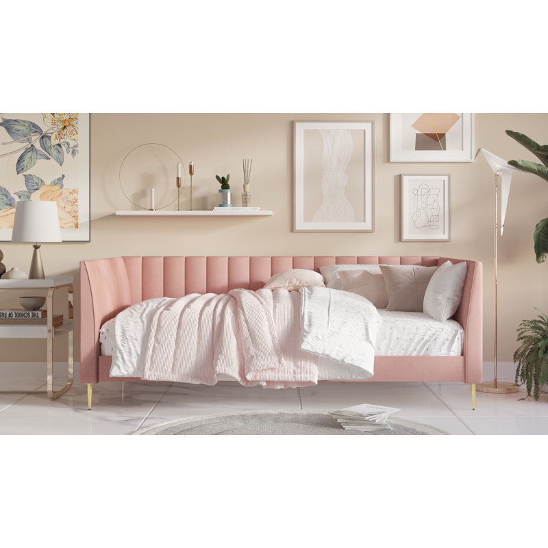 Maidste Upholstered Daybed, Pink