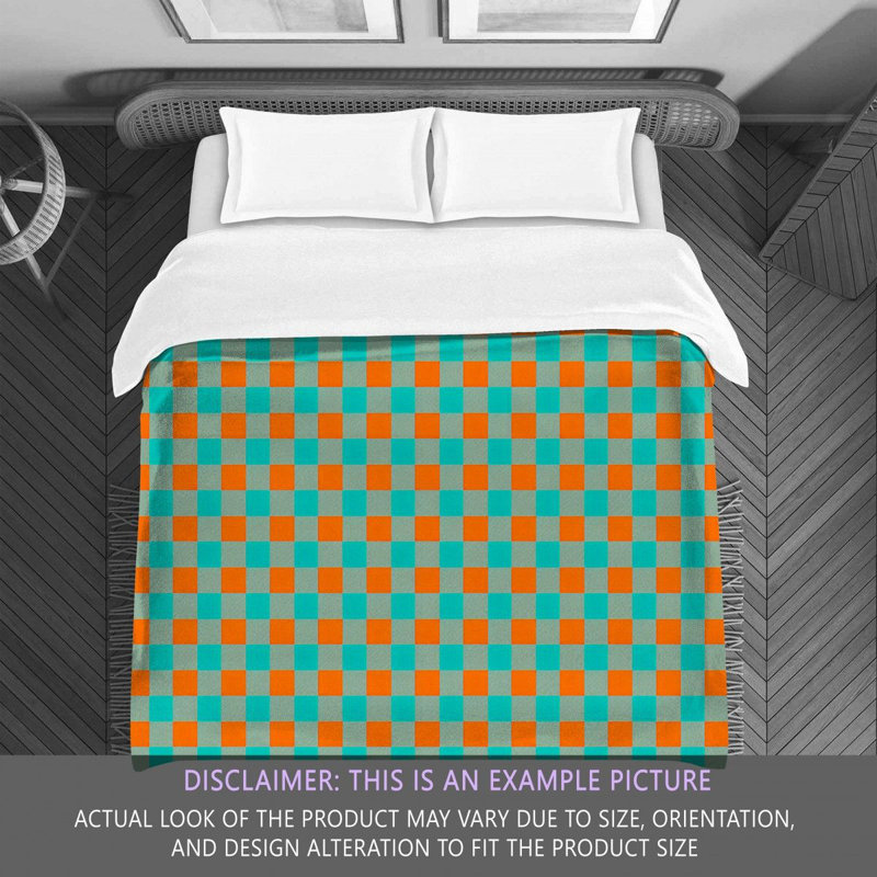 Gingham Comforter, Orange/Green, King Comforter