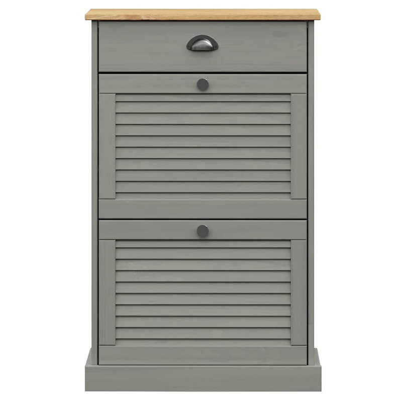 12 Pair Shoe Storage Cabinet, Brown/Grey