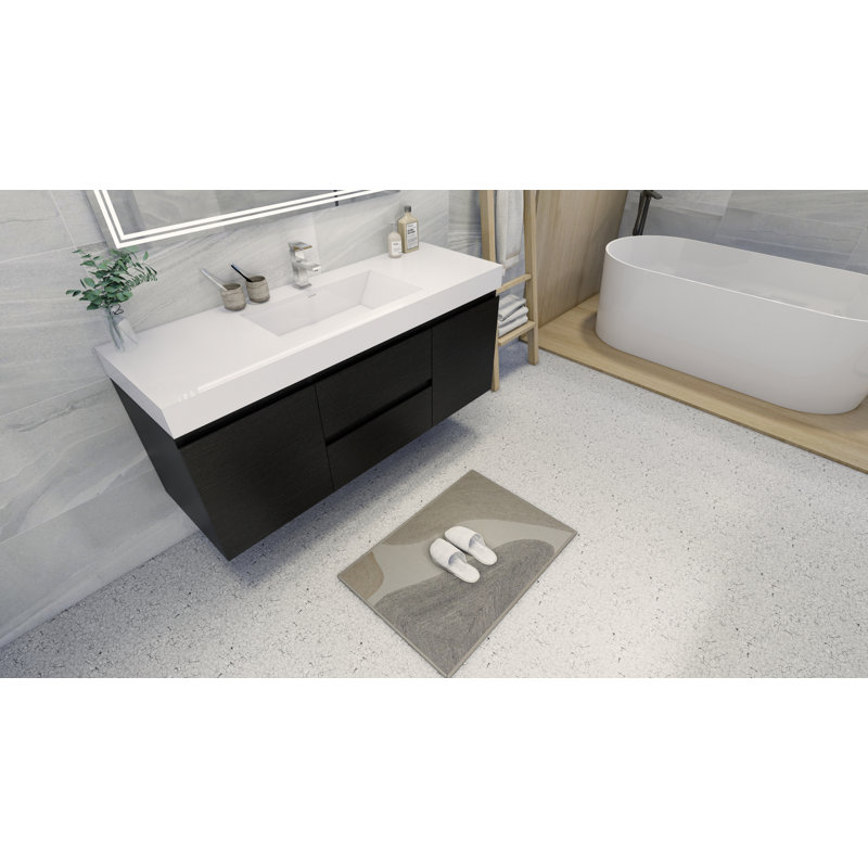 Leni 58.75'' Single Bathroom Vanity with Acrylic Top, Black