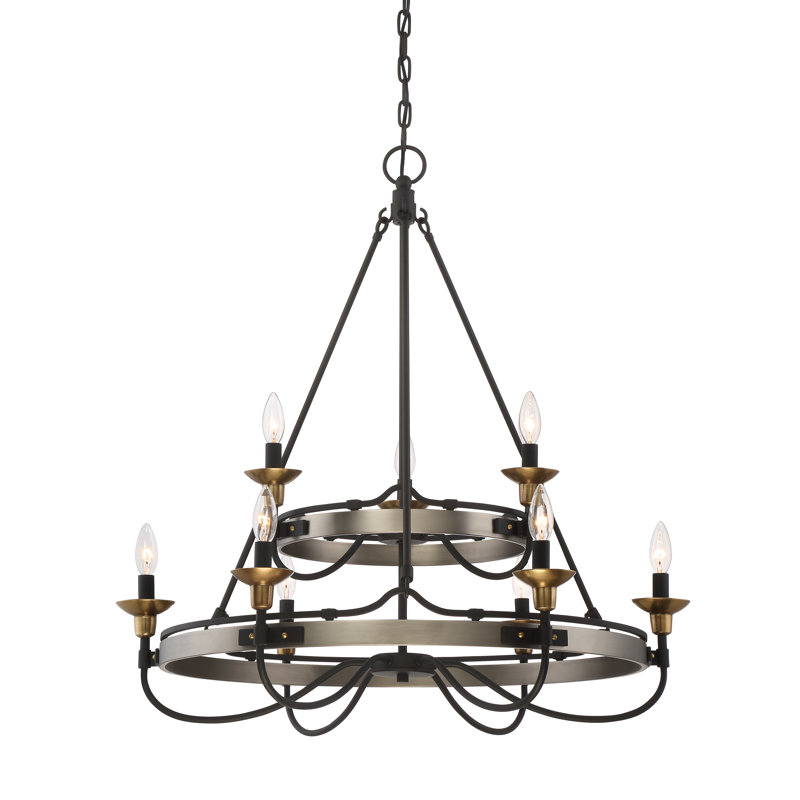 Lustre de roue de style bougie 9 lumières façon bougie JMill