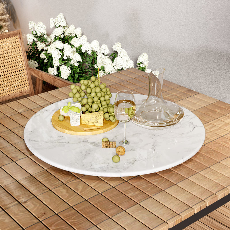 Plateau tournant en marbre véritable (table non incluse), H 0,7 po x l 31,5 po x P 31,5 po