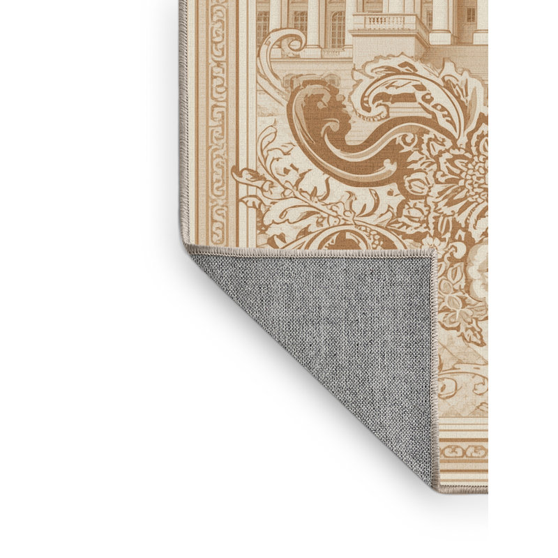 Tapis oriental beige classique lavable à la machine à motif de maison blanche de style maison de campagne - beige, 4 x 2