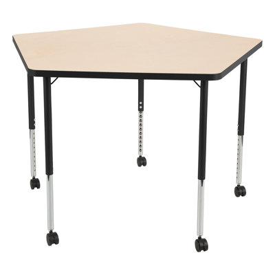 Structure Series Pentagon Adjustable Height Mobile Collaborative Activity Table with Casters