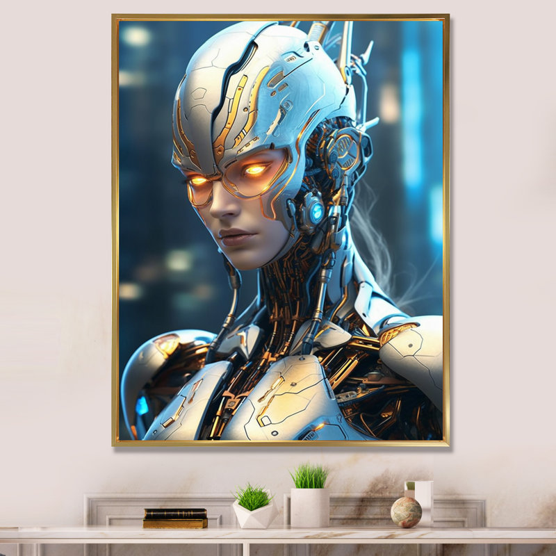 «Femelle Space Voyager III», reproduction d'art sur toile, Cadre flottant doré, H 40 po x l 30 po x P 1,5 po