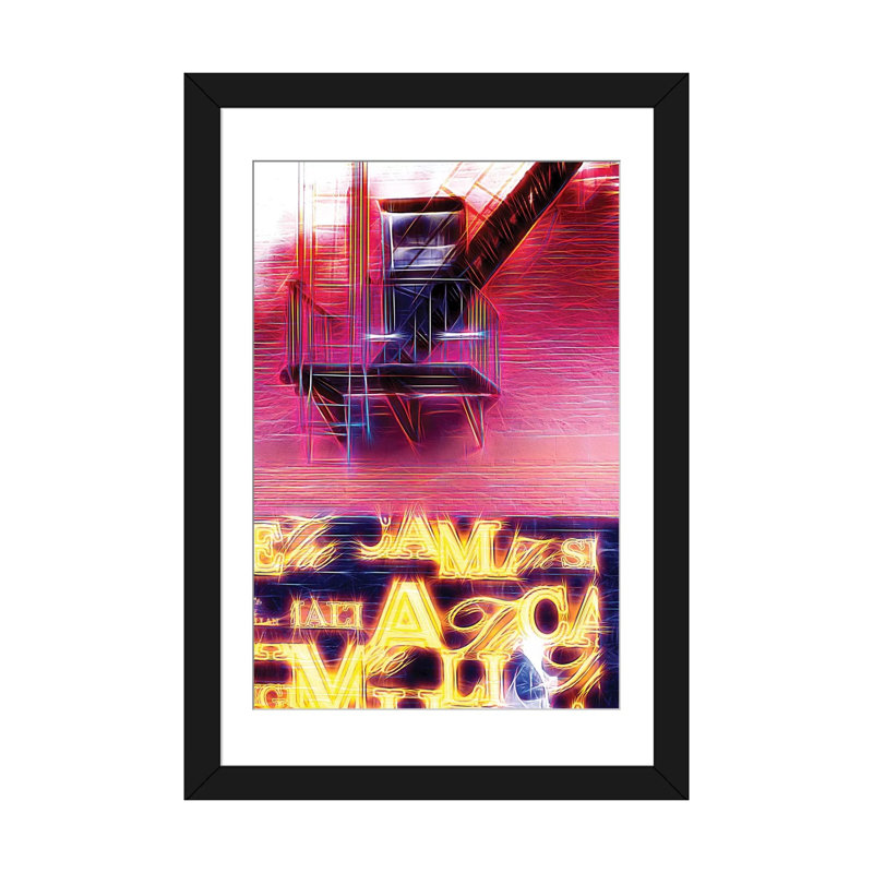 « emergency escaliers », impression sur toile, Papier d'art encadré noir, Blanc, H 24 po x l 16 po x P 1 po