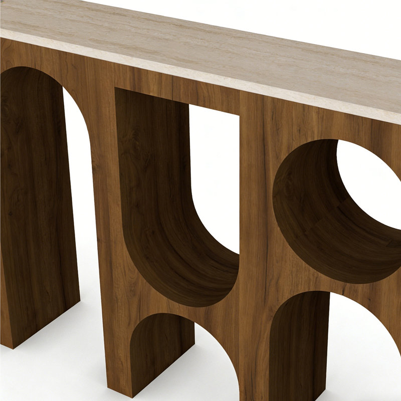 Console en bois massif de style américain., H 31,5 po x l 55 po x P 11,8 po