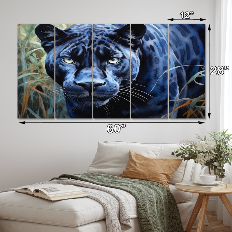 Panther's Gaze I - Animals Wall Decor - 5 Equal Panels