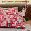 Ensemble de literie réversible en patchwork de Noël, linge de lit de fête en microfibre brossée avec imprimés Père Noël, rennes et flocons de neige, 8 attaches aux coins et boutons cachés-136268070