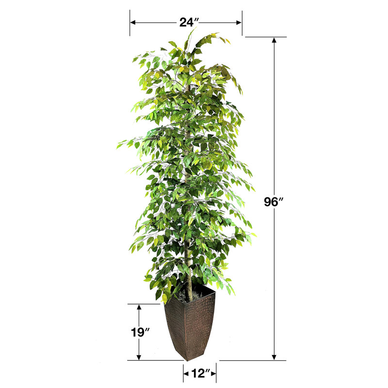 96'' Faux Ficus Tree in Metal Planter