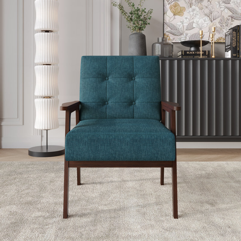 Chaise d'appoint en lin bleu, Bleu