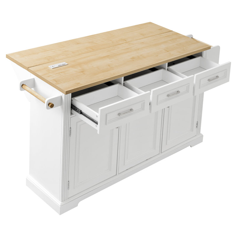 64.57 " W Kitchen Island, White