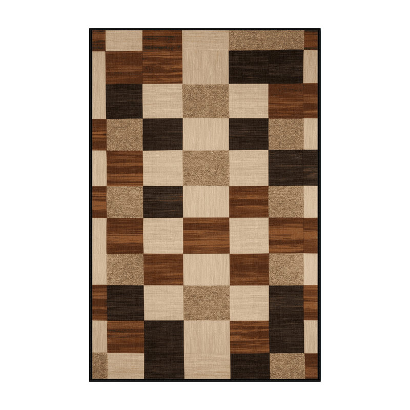 Tapis botanique brun lavable à la machine, Rectangle 8 pi x 12 pi