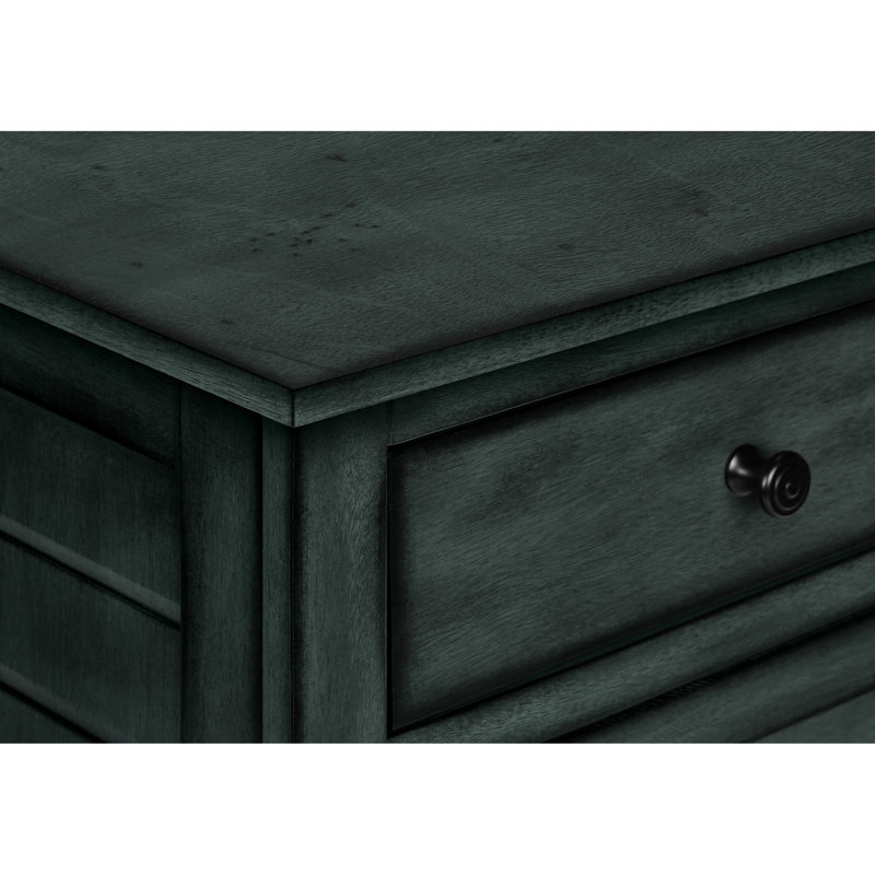 Table d'appoint de style transitionnel - placage bleu, rangement spacieux et fonctionnel avec placage antique pratique pour le salon ou la chambre à coucher