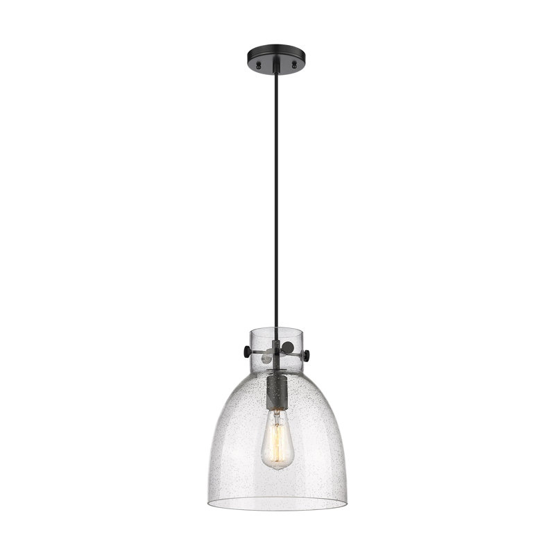Luminaire suspendu à 1 lumière Badgett, Grainé, Nickel poli