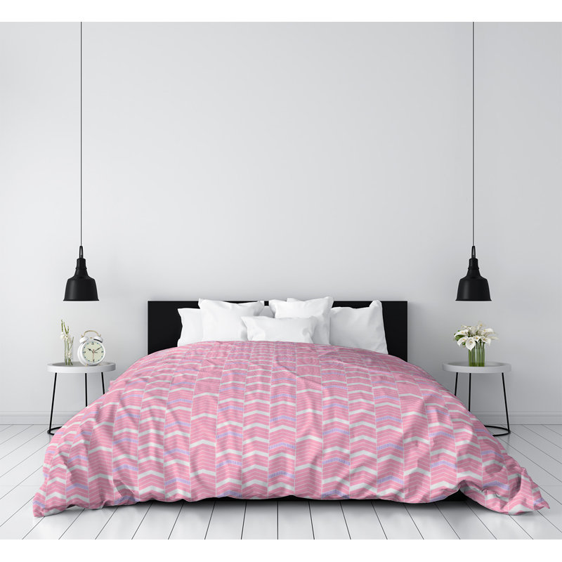 Housse de couette simple Rhonda, Housse de couette pour grand lit, Rose/mauve, Microfibre