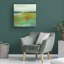 Art mural sur toile tendue - Bouleau Lesley «Turquoise et or 1» pour décoration de salon, de chambre à coucher ou de bureau - 24 x 24