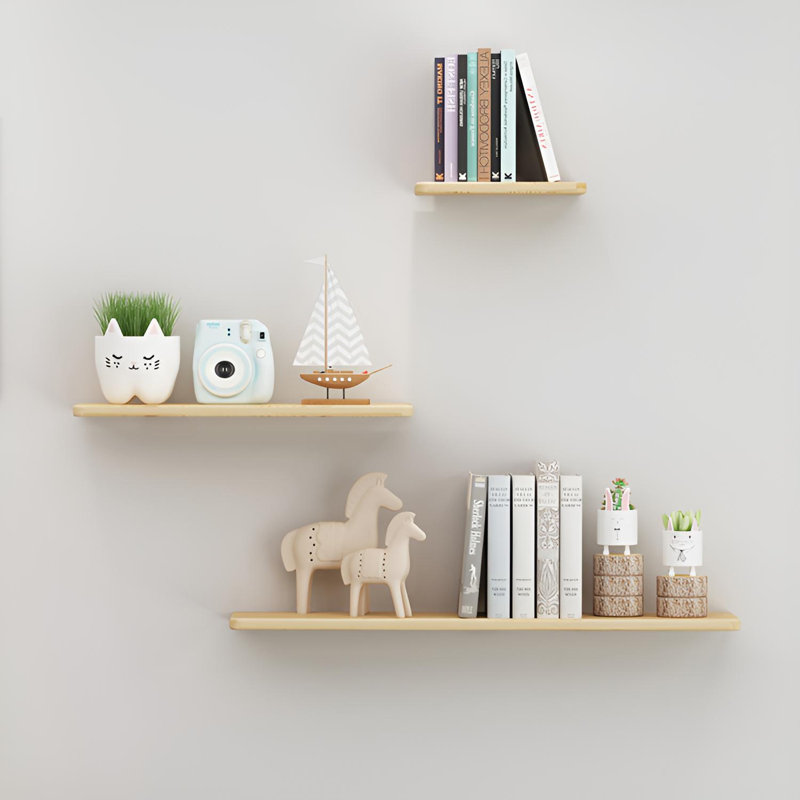 Tablette murale flottante en bois massif, H 0,86 po x l 39,37 po x P 7,67 po