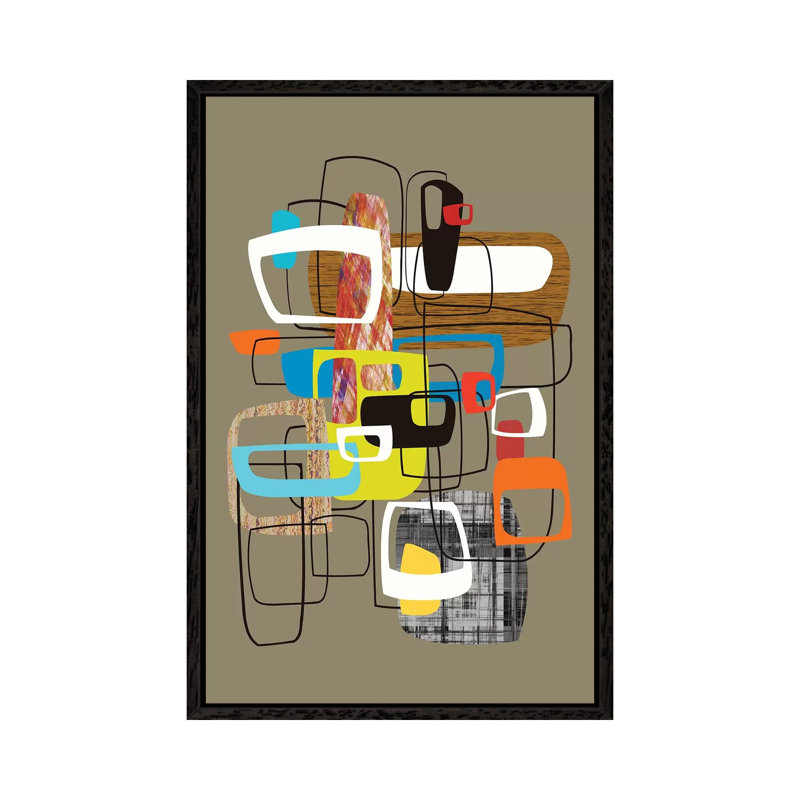 Lined With Hollow Shapes by Angel Estevez - Print on Canvas, 101.6 cm H x 66.04 cm W, Black Framed