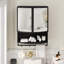 Garde-robe moderne en verre arqué 23,62 po à double porte avec miroir incassable en verre à double couche, tablette ouverte et porte-serviettes pour le vestibule, le salon, la salle de bain et la salle à manger (noir)-55062551