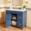 Meuble-lavabo de 91 cm (36 po) avec lavabo en céramique, structure en bois massif, portes à fermeture amortie, étagères réglables et 3 tiroirs avec rangement double profondeur pour sèche-cheveux.-1113337674