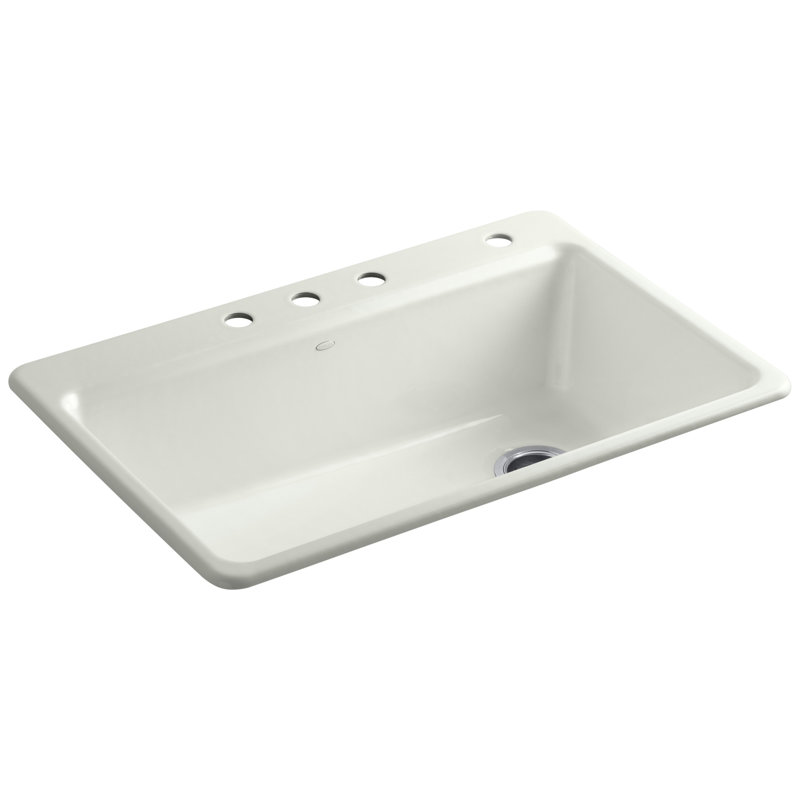 Riverby™ Single-Bowl Top-Mount Kitchen Snk with Accessories, 3 hole, White