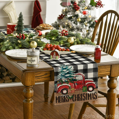Chemin de table Buffalo Plaid Merry Christmas