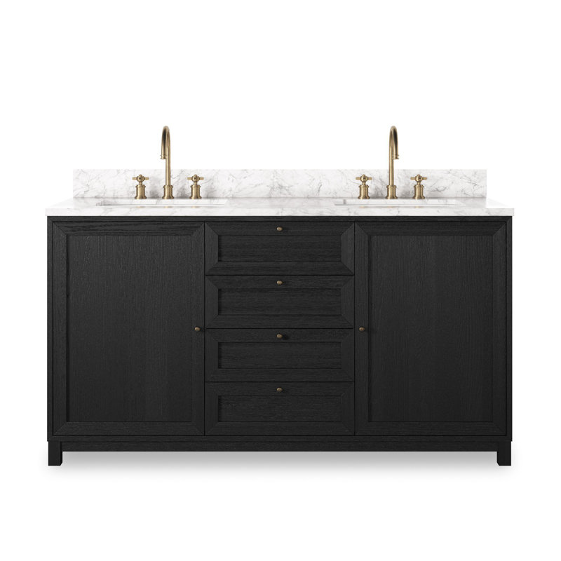 Millie Double Vanity-Satin Drifted Black Veneer, Black