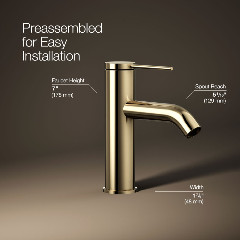 Components Single-Handle Bathroom Sink Faucet, Gold