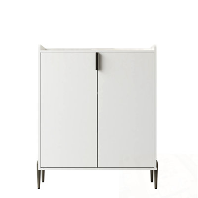 Wooden Frame Wine storage cabinet with double doors and metal legs