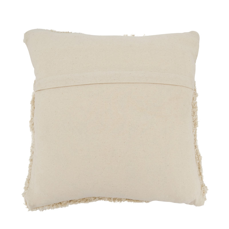 Beige Cotton Tufted 20" Square Throw Pillow with Duck Feather Fill