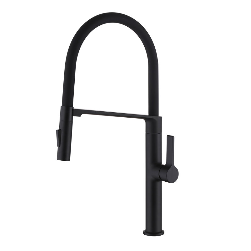 20.3" Modern Single Handle Pull Out Kitchen Faucet, 2 Flow Modes, Matte Black