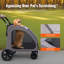 Poussette pour animal de compagnie, poussette pour chien à 4 roues avec freins, capacité de poids de 160 lb, transporteur de poussette portable avec fenêtres en filet respirantes et hauteur réglable, poussette pour animaux pour chats et chiens