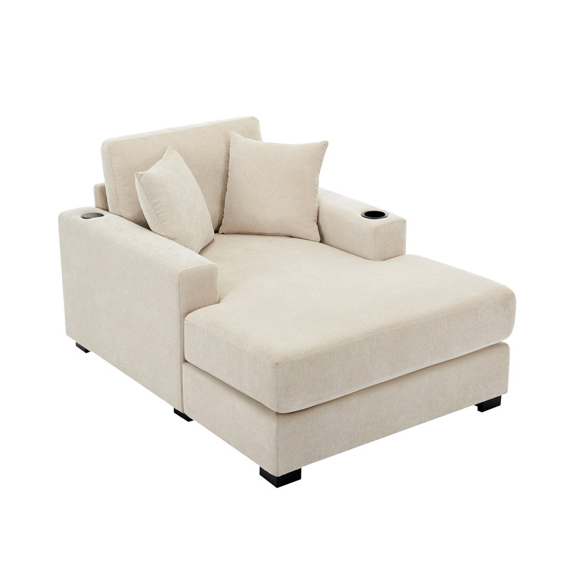 Chaise longue rembourrée Elneda, Crème