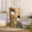 Lit pour chat surélevé à couches multiples avec trois zones cachées et quatre coussins - Tour tissée à la main pour chats d'intérieur Grottes à chaton