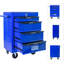 4, coffre à outils multifonctionnel, boîte en métal, glissières à roulement, serrure à clé, armoire à coffre en acier 20 po 4 po, finition noire et bleue, tiroir 4 roues universelles 2 verrouillables, poignée à tirer pour l'utilisateur-1523301942