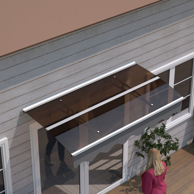 34" Deep Window Awning Canopy - 59" Wide Heat Polycarbonate For House 59"X34" & Aluminum Protected Heavy Snow Load