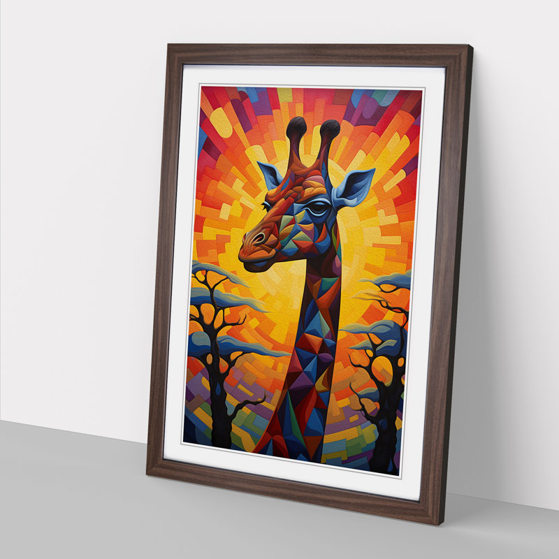 Giraffe Art Deco No.2 - Framed Print, Walnut, 64cm H x 46cm W x 2cm D
