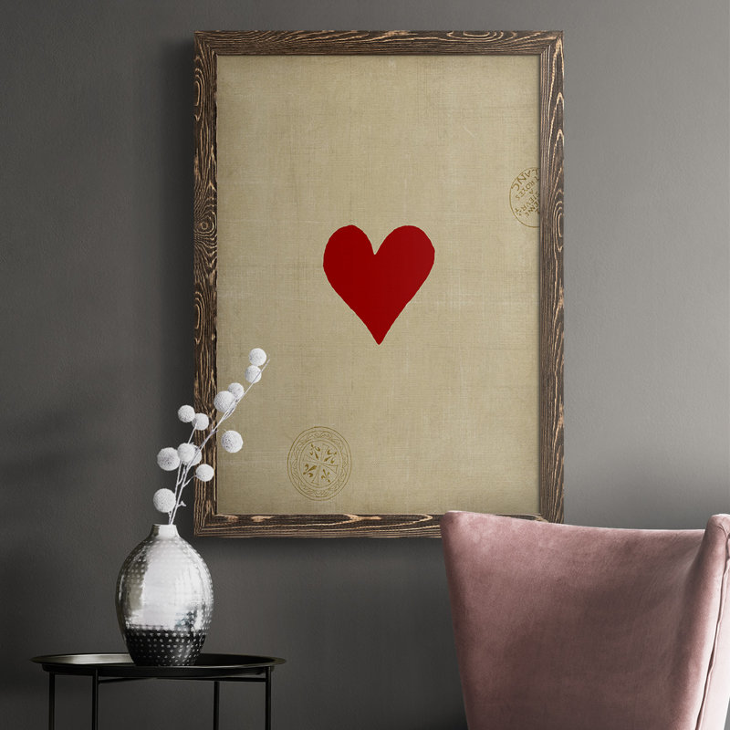 Toile encadrée Heart Premium - prête à être accrochée, 37.5" H x 27.5" W, Toile avec cadre noyer